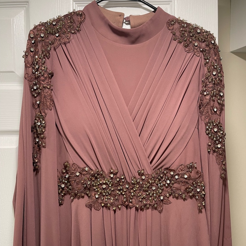 Elegant Mauve Embellished Dress